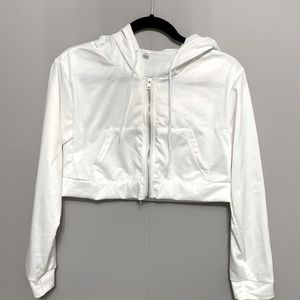 Amazon hooded cropped zip up, size medium